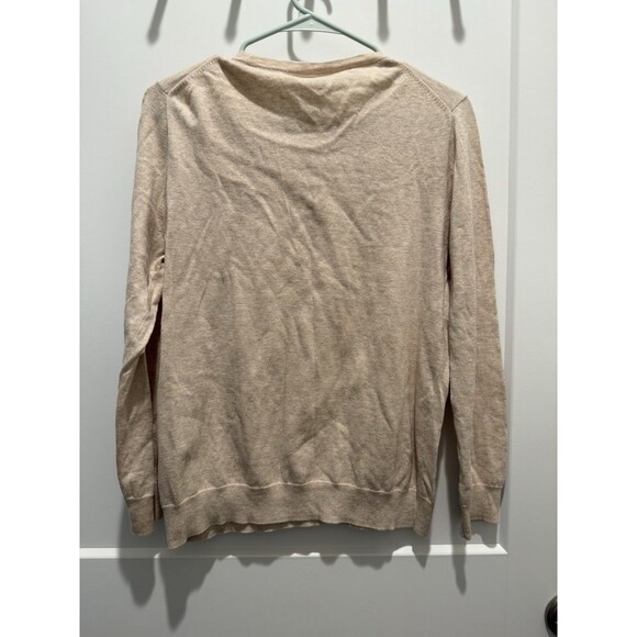 J.Crew Tan Long-Sleeve Crewneck Sweater Women’s Size M 100% Cotton Classic Fit - Picture 3 of 4